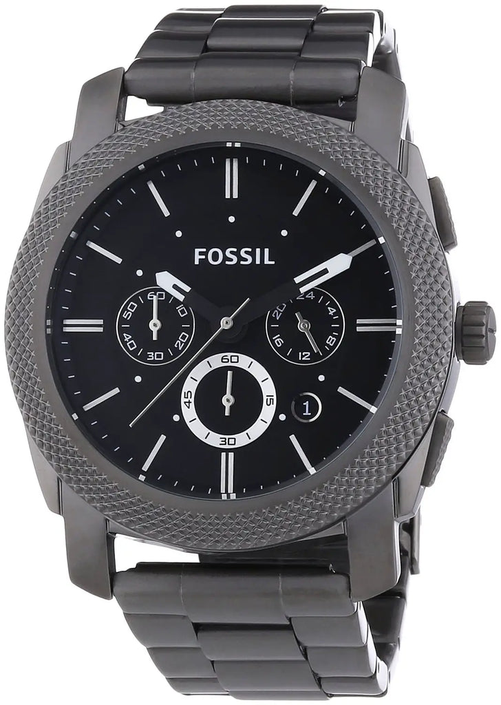 Fossil Machine Chronograph Black Dial Grey Steel Strap Watch for Men - FS4662 Buy Now By Fossil