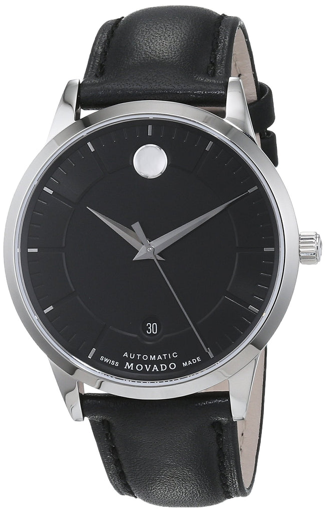 Movado 1881 Automatic Black Dial Black Leather Strap Watch for Men - 606873 Buy Now By Movado