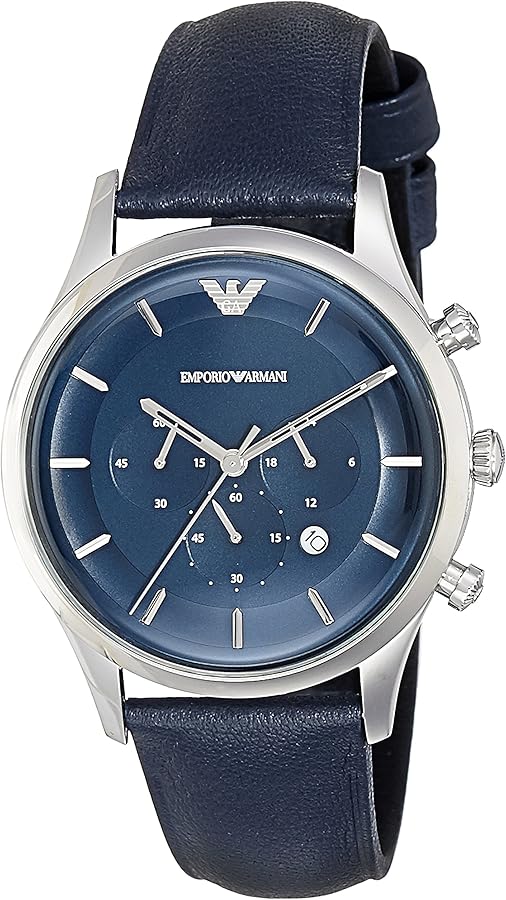 Emporio Armani Lambda Chronograph Blue Dial Blue Leather Strap Watch For Men - AR11018 Buy Now By Emporio Armani