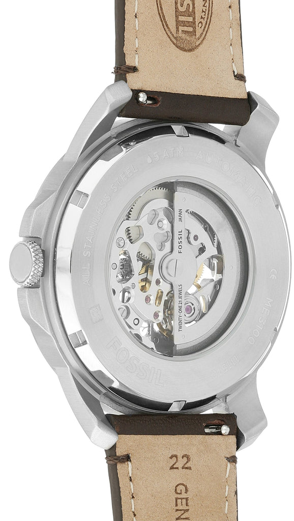 Fossil Grant Automatic Skeleton Black Dial Brown Leather Strap Watch for Men - ME3100 Buy Now By Fossil