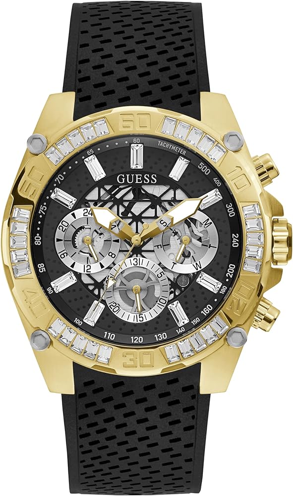 Guess Trophy Multifunction Black Dial Black Rubber Strap Watch for Men - GW0333G2 Buy Now By Guess