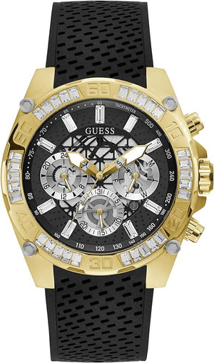 Guess Trophy Multifunction Black Dial Black Rubber Strap Watch for Men - GW0333G2 Buy Now By Guess