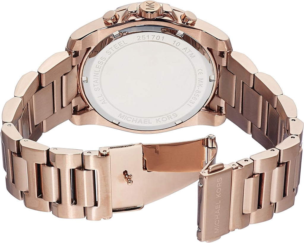 Michael Kors Brecken Chronograph Analog Black Dial Rose Gold Steel Strap Watch For Women - MK8563 Buy Now By Michael Kors