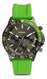 Fossil Bannon Chronograph Grey Dial Green Silicone Strap Watch for Men - BQ2501 Buy Now By Fossil