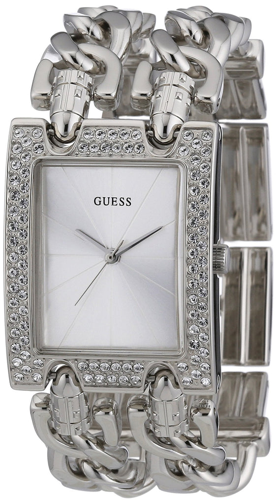 Guess Mod Heavy Metal Diamonds Silver Dial Silver Steel Strap Watch for Women - W95088L1 Buy Now By Guess