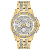 Bulova Crystal Collection Octova White Dial Gold Steel Strap Watch for Men - 98C126 Buy Now By Bulova