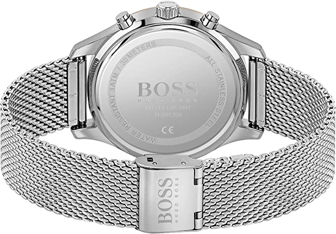 Hugo Boss Associate Black Dial Silver Mesh Bracelet Watch for Men - 1513805 Buy Now By Hugo Boss