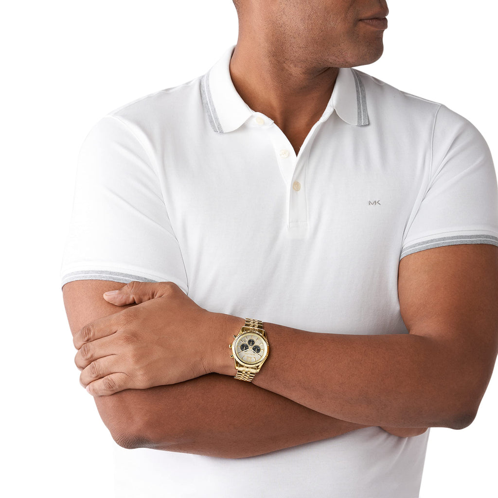 Michael Kors Lexington Crystals Gold Dial Gold Steel Strap Watch for Men - MK8494 Buy Now By Michael Kors
