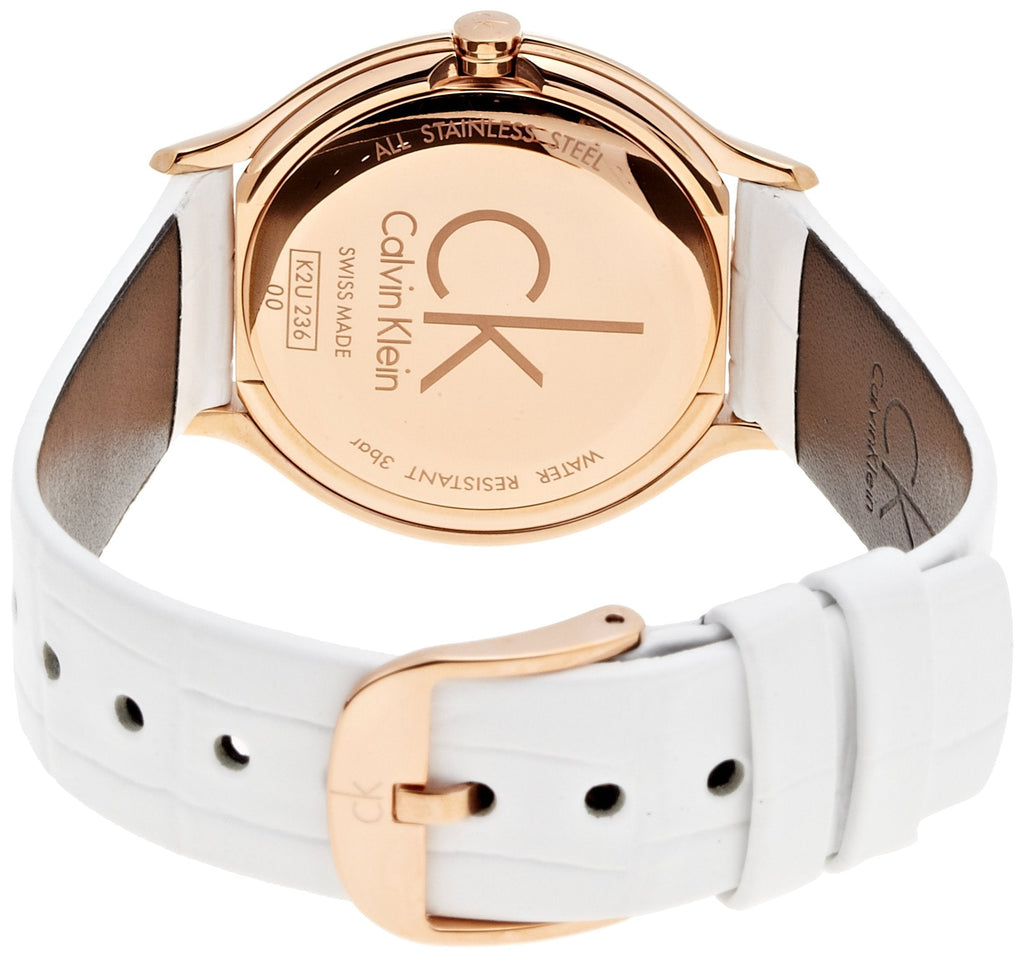 Calvin Klein Skirt White Dial White Leather Strap Watch for Women - K2U236K6 Buy Now By Calvin Klein