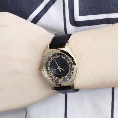 Marc Jacobs Henry Skeleton Black Dial Black Leather Strap Watch for Women - MBM1340 Buy Now By Marc Jacobs