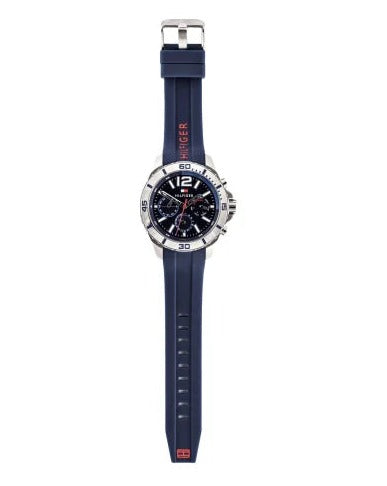 Tommy Hilfiger Nolan Chronograph Blue Dial Blue Rubber Strap Watch for Men - 1791142 Buy Now By Tommy Hilfiger