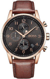 Hugo Boss Navigator Grey Dial Brown Leather Strap Watch for Men - 1513496 Buy Now By Hugo Boss