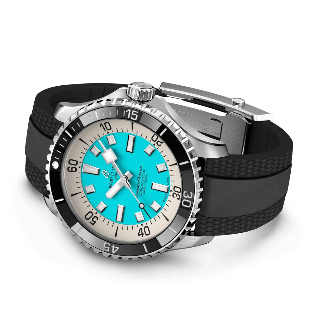 Breitling Superocean Automatic 44 Turquoise Dial Black Rubber Strap Watch for Men - A17376211L2S1 Buy Now By Breitling