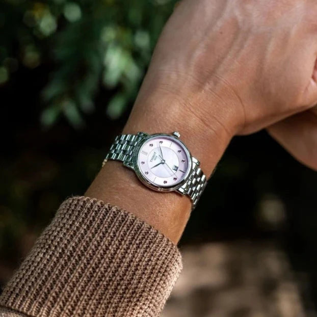 Tissot Carson Premium Lady Mother of Pearl Pink Dial Silver Steel Strap Watch For Women - T122.210.11.159.00 Buy Now By Tissot