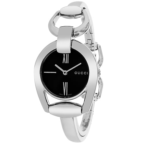 Gucci Horsebit Collection Mother of Pearl Black Dial Silver Steel Strap Watch For Women - YA139503 Buy Now By Gucci