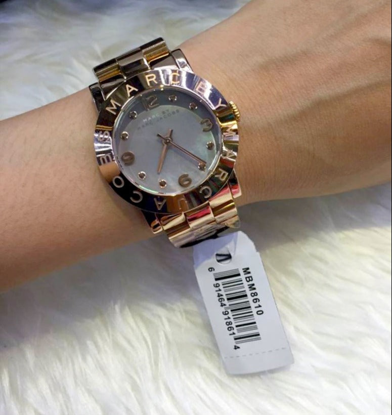 Marc Jacobs Amy Mother of Pearl Black Dial Rose Gold Steel Strap Watch for Women - MBM8610 Buy Now By Marc Jacobs