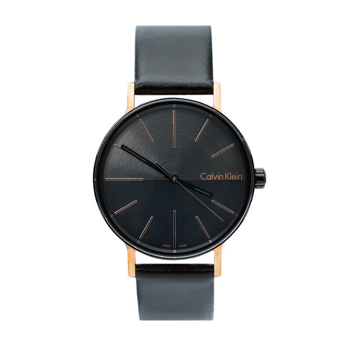Calvin Klein Boost Black Dial Black Leather Strap Watch for Men - K7Y21TCZ Buy Now By Calvin Klein