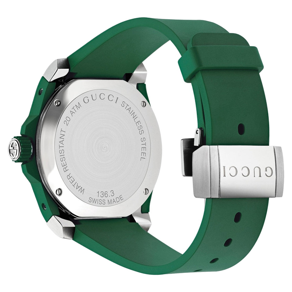 Gucci Dive Black Dial Green Rubber Strap Watch For Men - YA136310 Buy Now By Gucci