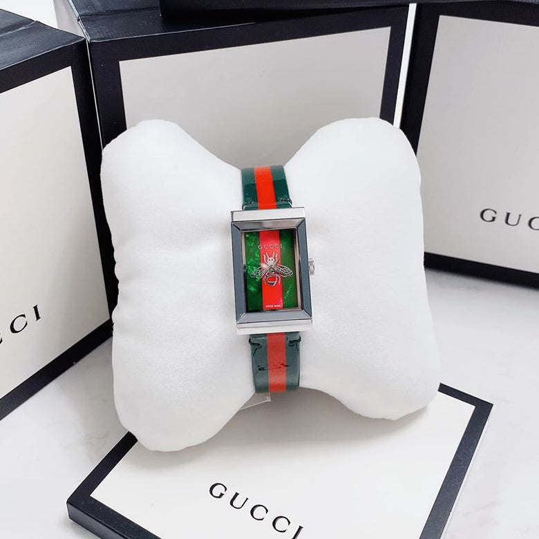 Gucci G Frame Quartz Green & Red Mother of Pearl Dial Multicolor Leather Strap Watch For Women - YA147408 Buy Now By Gucci