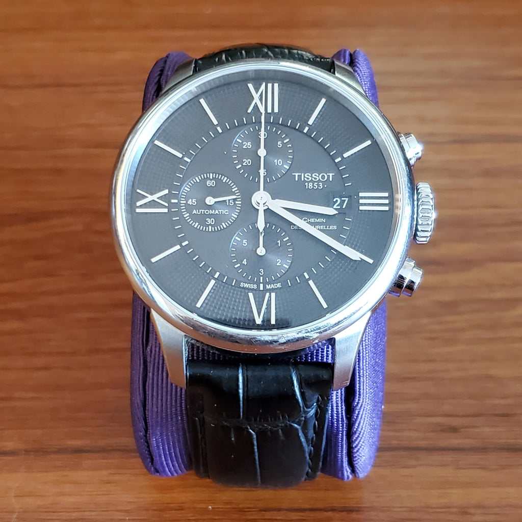 Tissot T Classic Chemin Des Tourelles Chronograph Black Dial Black Leather Strap Watch For Men - T099.427.16.058.00 Buy Now By Tissot