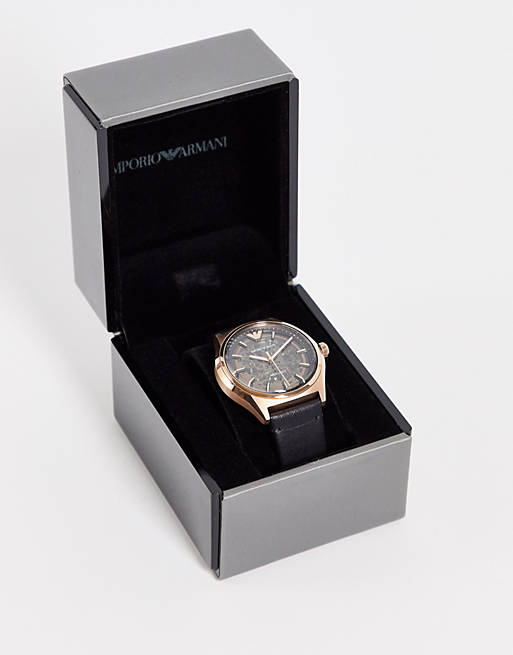 Emporio Armani Meccanico Black Dial Black Leather Watch For Men - AR60004 Buy Now By Emporio Armani