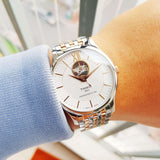 Tissot Tradition Powermatic 80 Open Heart Silver Dial Two Tone Steel Strap Watch For Men - T063.907.22.038.01 Buy Now By Tissot