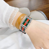 Gucci G Frame Quartz Green & Red Mother of Pearl Dial Multicolor Leather Strap Watch For Women - YA147408 Buy Now By Gucci