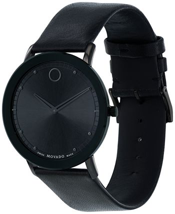 Movado Sapphire Black Dial Black Leather Strap Watch for Men - 606884 Buy Now By Movado