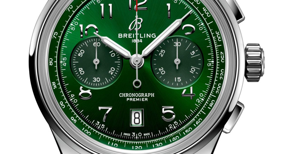 Breitling Premier B01 Chronograph 42 Green Dial Silver Steel Strap Watch for Men - AB0145371L1A1 Buy Now By Breitling