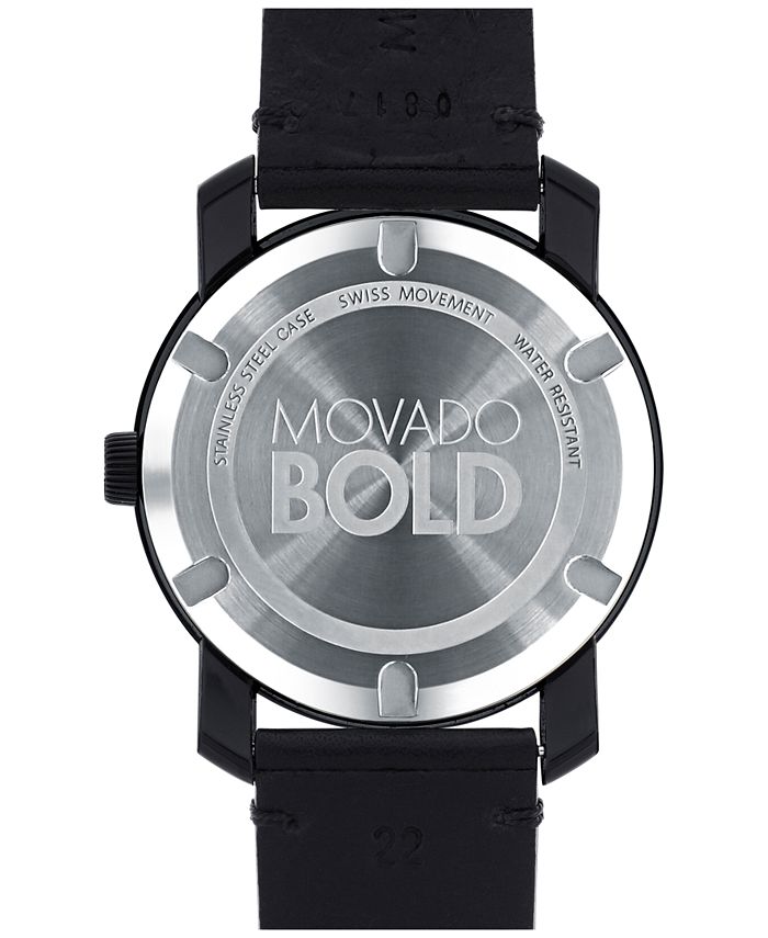 Movado Bold TR90 Black Dial Black Leather Strap Watch For Men - 3600307 Buy Now By Movado