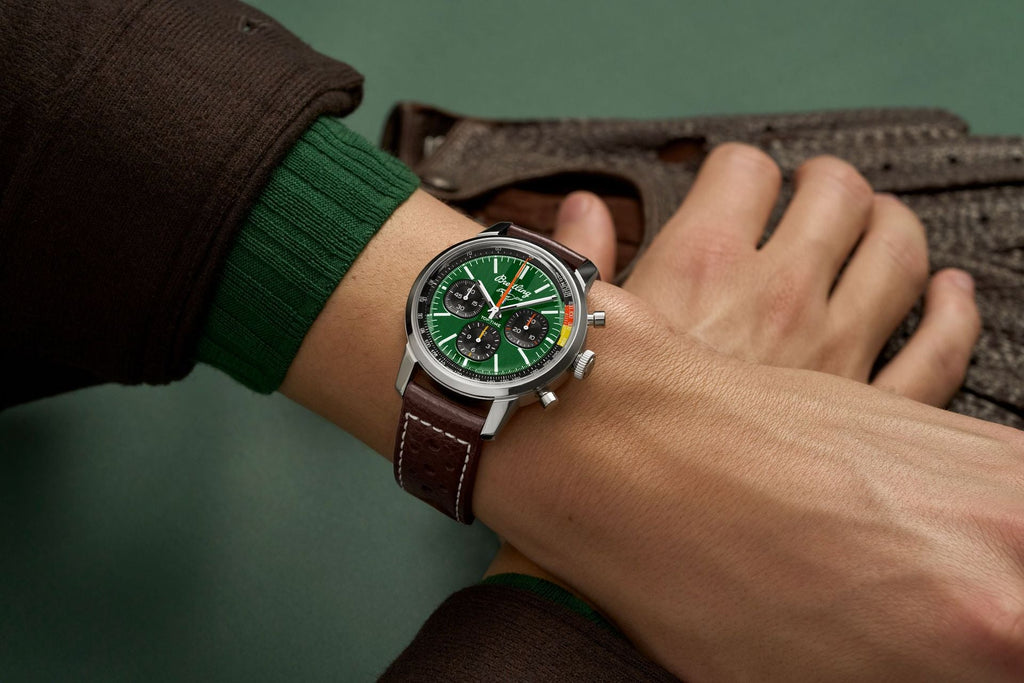 Breitling Top Time B01 Ford Mustang Green Dial Brown Leather Strap Watch for Men - AB01762A1L1X1 Buy Now By Breitling