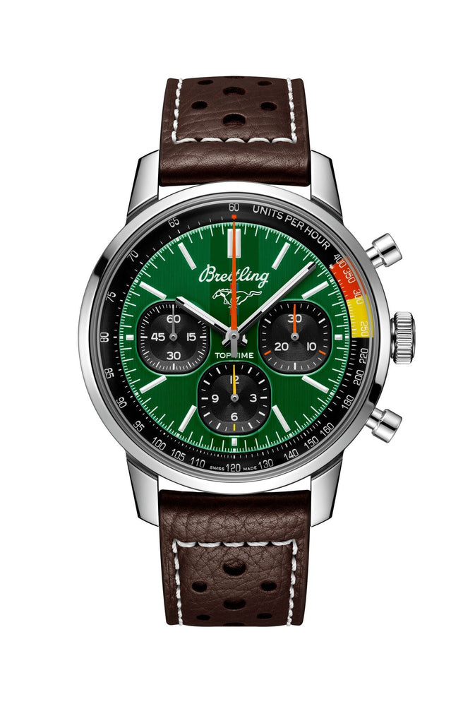 Breitling Top Time B01 Ford Mustang Green Dial Brown Leather Strap Watch for Men - AB01762A1L1X1 Buy Now By Breitling