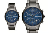 Emporio Armani Renato Chronograph Quartz Blue Dial Black Steel Strap Watch For Men - AR11215 Buy Now By Emporio Armani