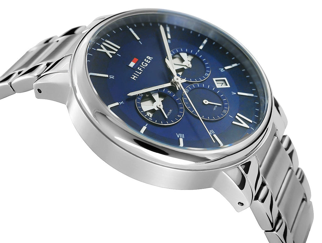 Tommy Hilfiger Evan Chronograph Blue Dial Silver Steel Strap Watch For Men - 1710409 Buy Now By Tommy Hilfiger
