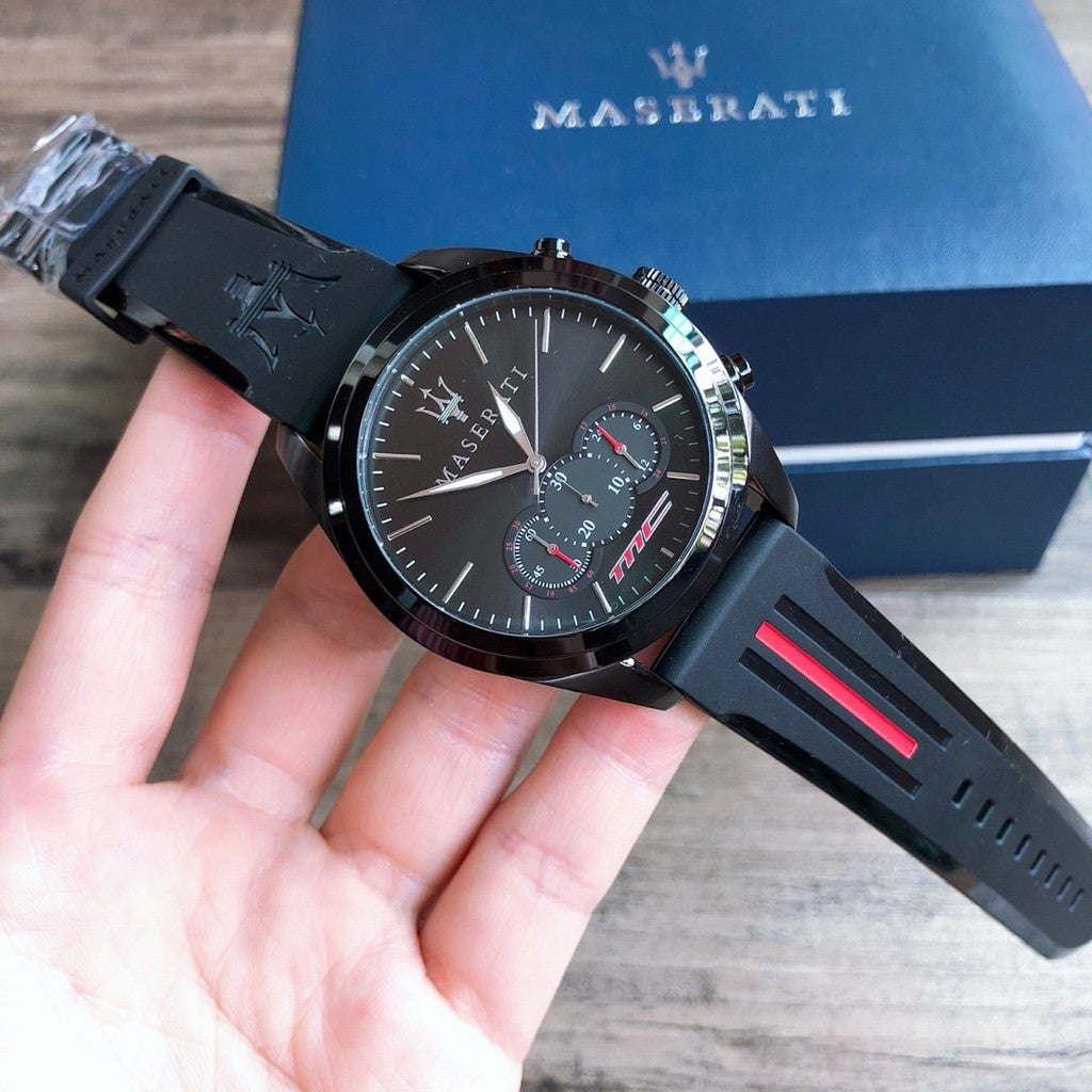 Maserati Traguardo Chronograph Black Dial Black Rubber Strap Watch For Men - R8871612004 Buy Now By Maserati