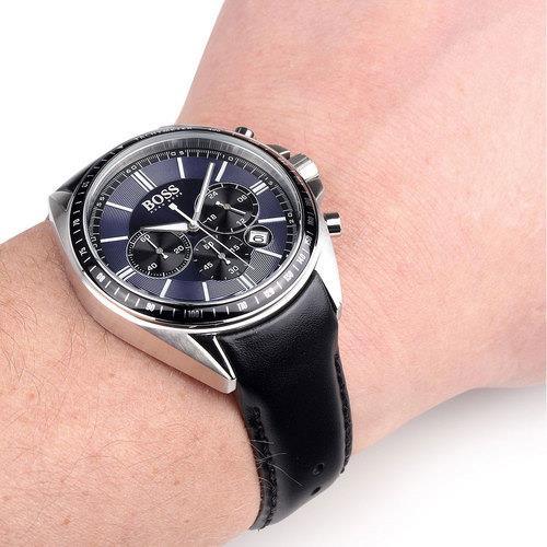 Hugo Boss Driver Sport Chronograph Blue Dial Black Leather Strap Watch for Men - 1513077 Buy Now By Hugo Boss