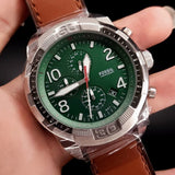 Fossil Bronson Chronograph Green Dial Brown Leather Strap Watch for Men - FS5738 Buy Now By Fossil