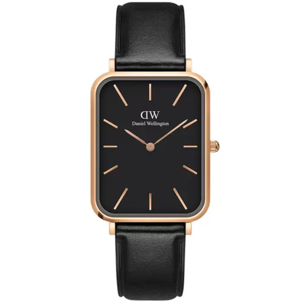Daniel Wellington Quadro Black Dial Black Leather Strap Watch For Women - DW00100449 Buy Now By Daniel Wellington