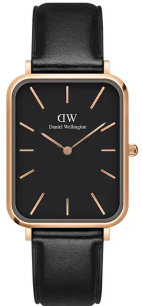 Daniel Wellington Quadro Black Dial Black Leather Strap Watch For Women - DW00100449 Buy Now By Daniel Wellington