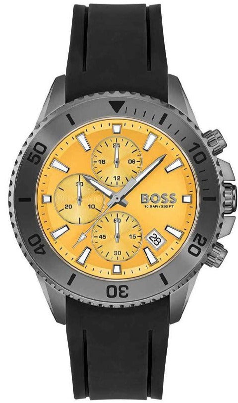Hugo Boss Admiral Yellow Dial Black Rubber Silicone Strap Watch for Men - 1513968 Buy Now By Hugo Boss