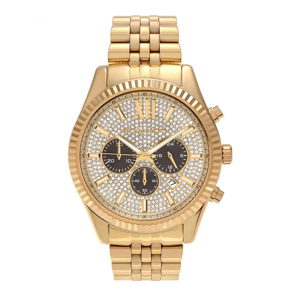 Michael Kors Lexington Crystals Gold Dial Gold Steel Strap Watch for Men - MK8494 Buy Now By Michael Kors