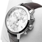 Tissot PRC 200 Chronograph Silver Dial Brown Leather Strap Watch For Men - T055.417.16.037.00 Buy Now By Tissot