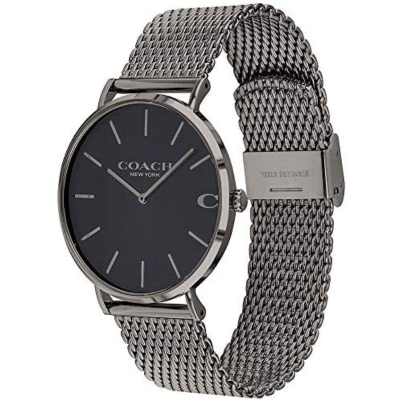 Coach Charles Black Dial Grey Mesh Bracelet Watch for Men - 14602145 Buy Now By Coach