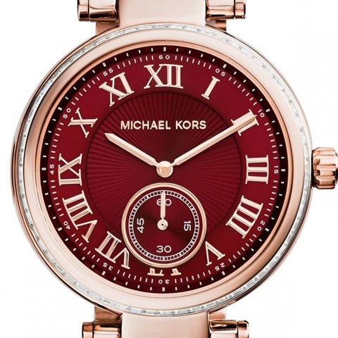 Michael Kors Skylar Maroon Dial Rose Gold Steel Strap Watch for Women - MK6086 Buy Now By Michael Kors