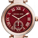 Michael Kors Skylar Maroon Dial Rose Gold Steel Strap Watch for Women - MK6086 Buy Now By Michael Kors