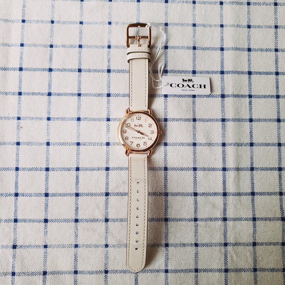 Coach Delancey White Dial White Leather Strap Watch for Women - 14502716 Buy Now By Coach