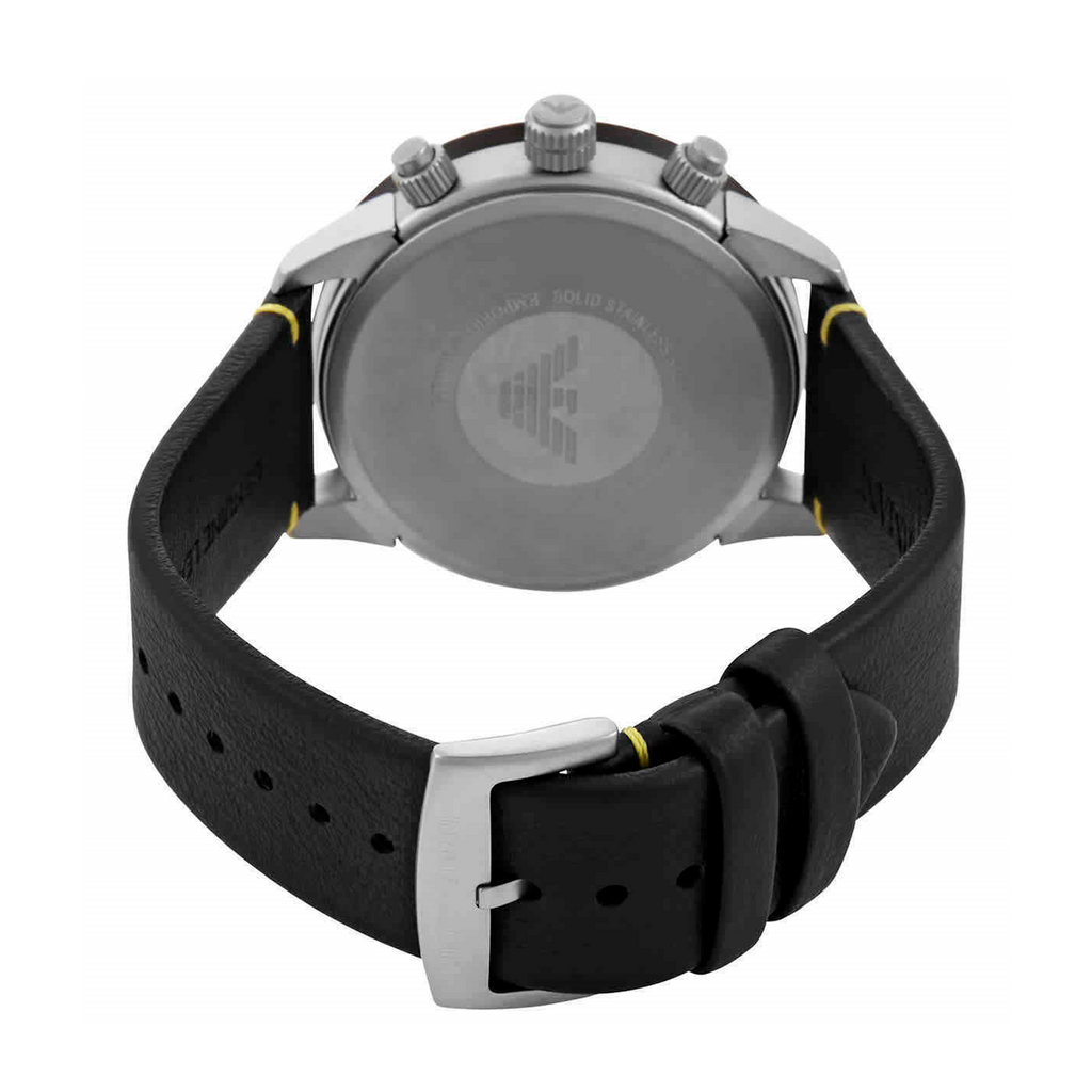 Emporio Armani Mario Chronograph Black Dial Black Leather Strap Watch For Men - AR11325 Buy Now By Emporio Armani
