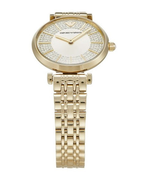 Emporio Armani Gianni T Bar Analog Crystals Gold Dial Gold Steel Strap Watch For Women - AR11608 Buy Now By Emporio Armani
