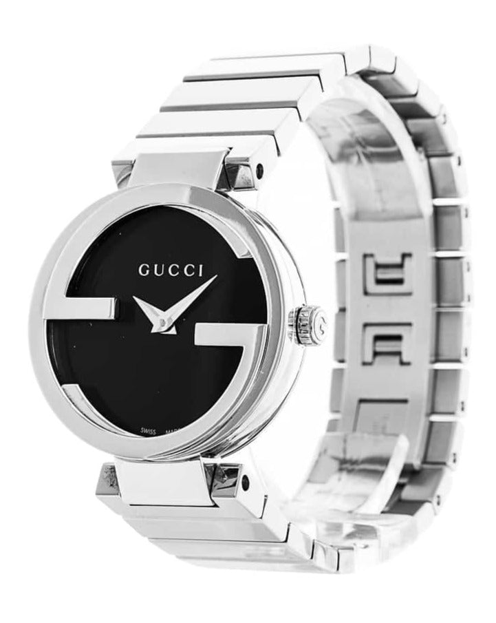 Gucci G Interlocking Black Dial Silver Steel Strap Watch For Women - YA133307 Buy Now By Gucci