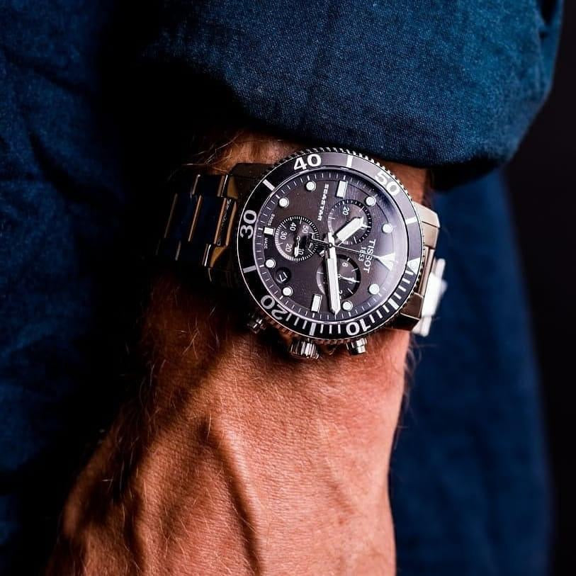 Tissot Seastar 1000 Chronograph Black Dial Silver Steel Strap Watch For Men - T120.417.11.051.00 Buy Now By Tissot